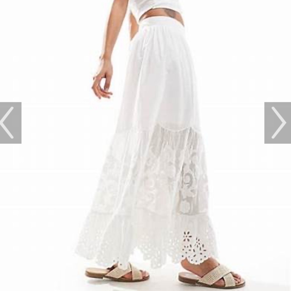 Abercrombie White eyelet tiered Maxi Skirt